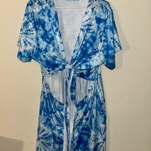 SHEIN Blue Tie-Dye Mini Dress